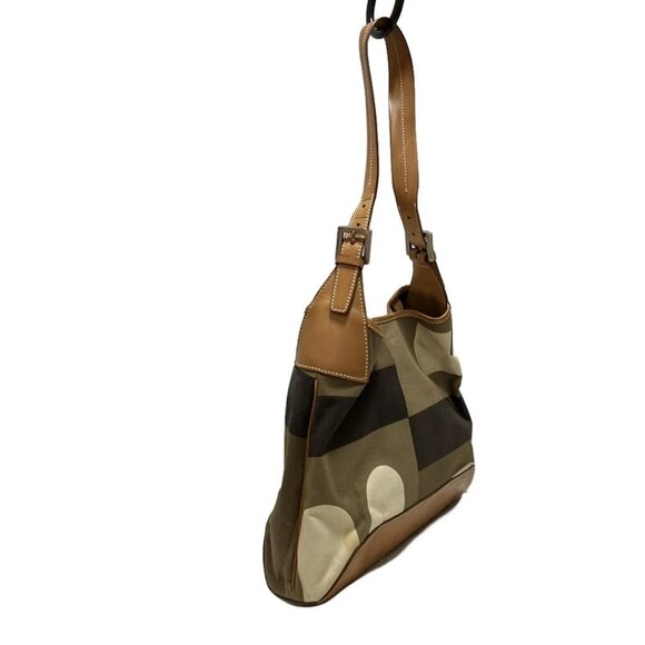 BALLY Light Brown Khaki Multi Canvas Leather Shoulder Bag - Picture 2 of 8